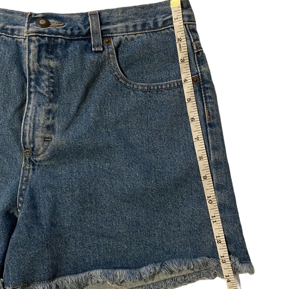 Vintage Bugle Boy Size 8 Women's Blue Frayed Shorts High Waisted Frayed Cut-off - Picture 9 of 11